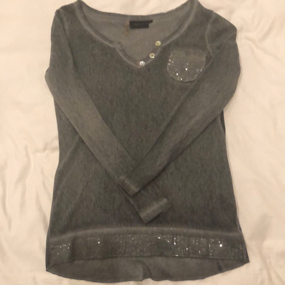 Long sleeve top wit sequin trim camisole